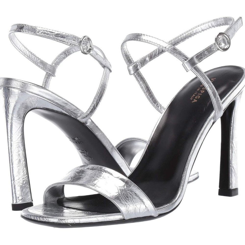 Via Spiga V-Ren Italian Silver Leather Slingbacks